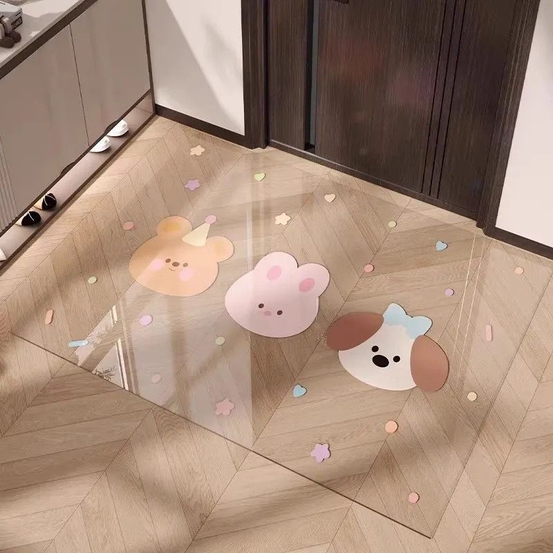 Cartoon Animal Pvc Door Mat With Waterwashable Surface For Home Entrance