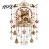 Clear Faceted Crystal Pendant Christmas Wind Chime with Bead Chain Cat Car/Owl Xmas Tree Ornaments Pattern Design Retro Hanging Ornament for