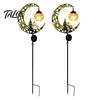 Pathway Decor with Solar Power Christmas Moon Light, Santa Snowman Crescent Garden Stake Warm Energy Saving Yard Stakes LED Glow, Festive Light