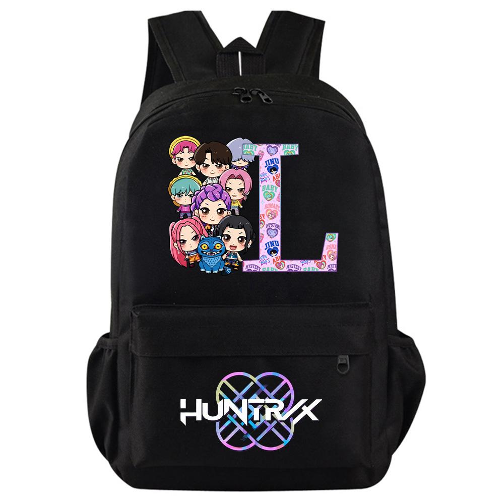 26 English Letter Kpop Demon Hunters Printed Backpack for Teenager Student Girl Boy Bookbag Schoolbag Women Large Capacity Travel Bag Kid Gift Rucksak