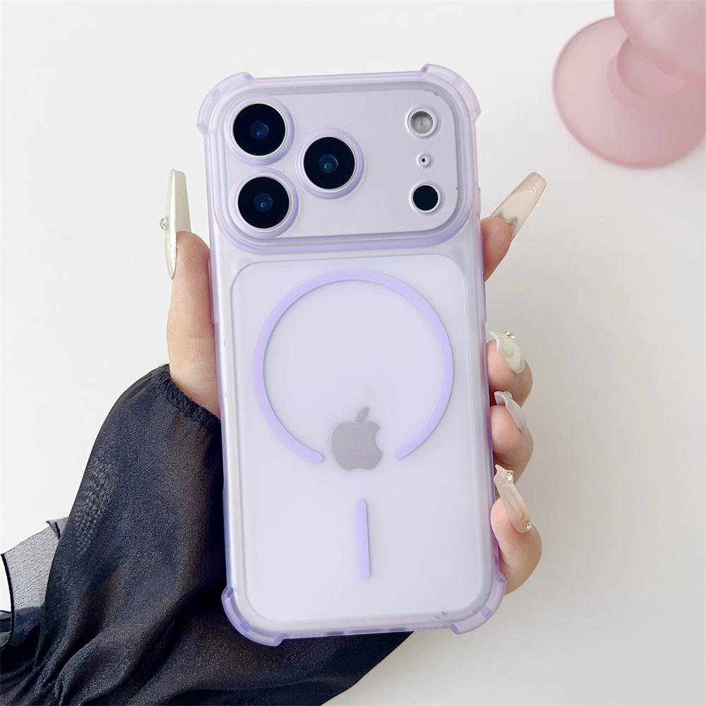 Four Corners Shockproof Translucent Case for For Iphone 17 Air 16 1 Plus 14 13 12 Pro Max Magnetic for  Candy Color Cover