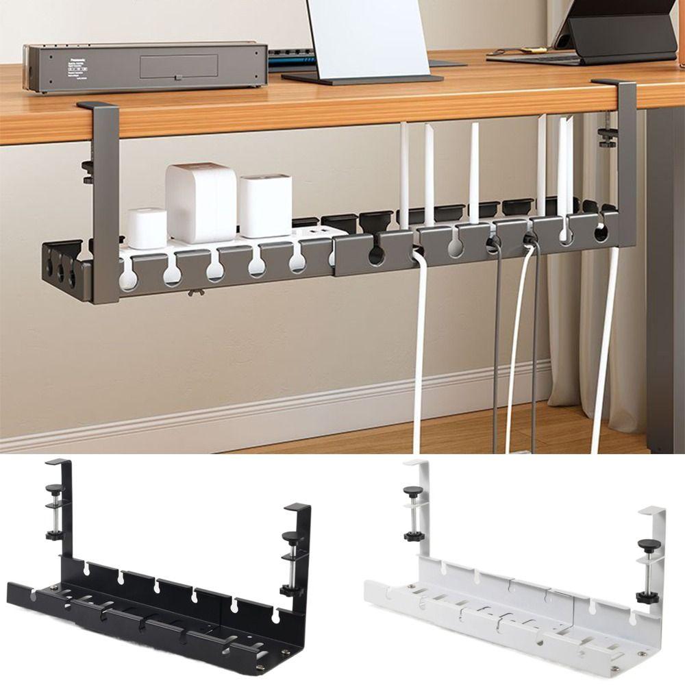Expandable Under Desk Cable Shelf Heavy Duty Metal Cable Tray Power Strip Holder  Home Office