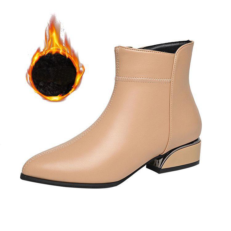 

Мода Comemore 2025 Осень Зима Новые Короткие Ботинки Женские Остроносые Ботильоны на Молнии сбоку для Женщин Повседневные на Толстом Каблуке Женские Ботинки 41