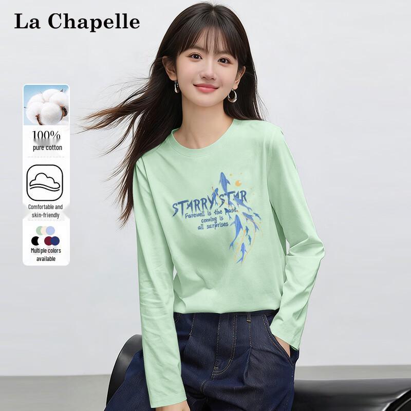La Chapelle Women s Pure Cotton Letter Print Long Sleeve T-shirt M