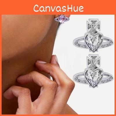 Stunning Silver Diamond Saturn Ear Studs Unique Design Alloy Material