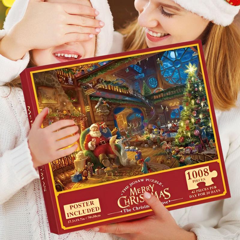 Advent Calendar 2025 Jigsaw 1008 Pieces Christmas Countdown Calendar Puzzle Family Game Night Parent-Child Interactive Jigsaw
