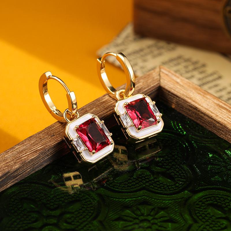 New Design Retro Minimalist Earrings Fashionable And Elegant Accessories Drop Glaze Red Earrings New 's Gift