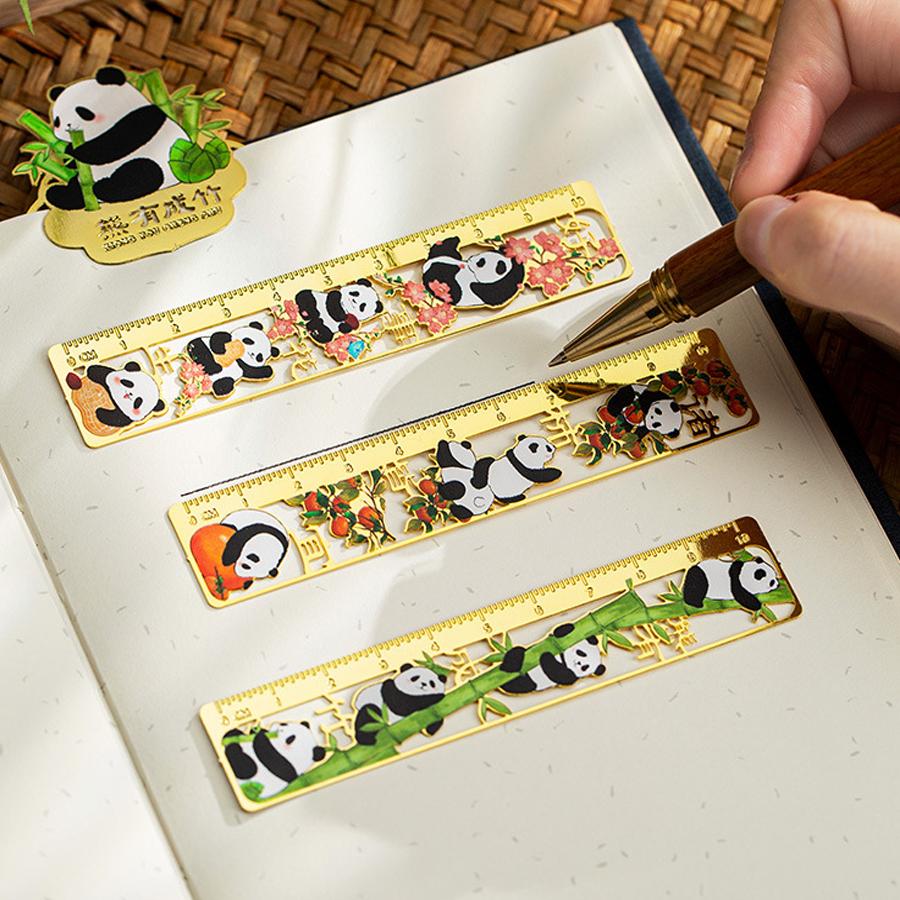 1pc/4pc Cartoon Panda Metal Bookmark Creative Exquisite Cartoon Animal Blessing Text Cultural and Creative Gift Student Gift