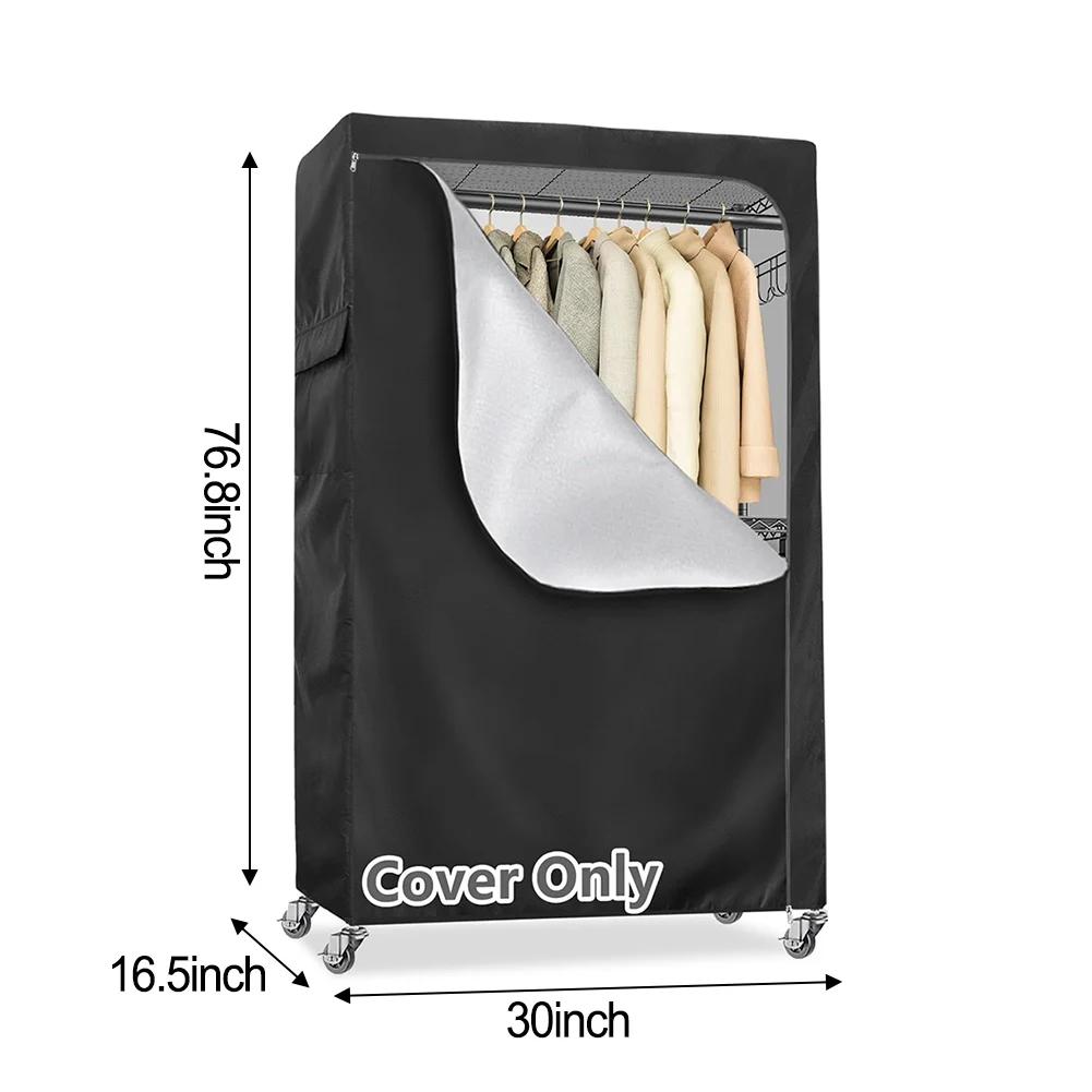 

Чехол для вешалки для одежды из ткани Оксфорд 210D, прочный, пылезащитный, водонепроницаемый, с застежкой-молнией и боковыми карманами для хранения одежды