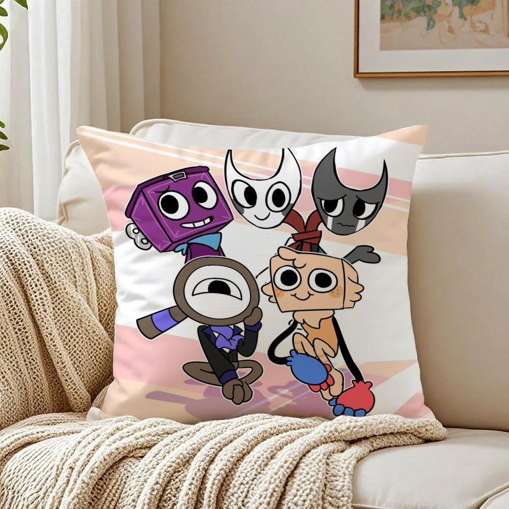 Creative Indie Game DDandys WWorld Cushion Cover Linen Pillowcase Soft for Sofa Bed Home Room Decor