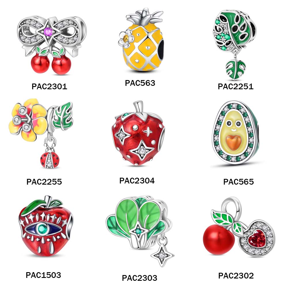 S925 Silver Enamel Charms, 2026 New Dainty Cute Fruit Fairy Tale Dreamy Jewelry With Sparkling Zircon, Dreamy Ideal Gift