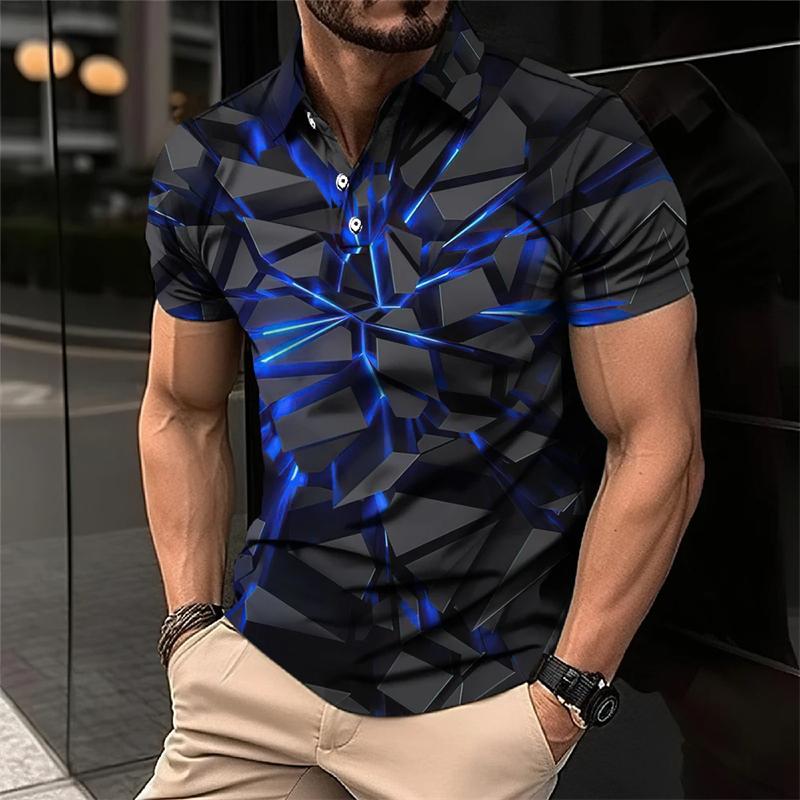 Cool Mecha 3D-tryckta kortärmade pikétröjor för män Kläder Tech-stil Kortärmad Mode Techwear Sport Muskel POLO-tröja