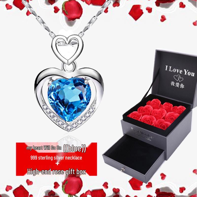 Heart-Shaped Pendant 925 Sterling Silver Necklace - Korean Style Clavicle Chain Christmas Gift