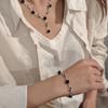 Elegant High-End Women's Retro Silver Fairy Jewelry Set: Black Knight Rose Earrings, Bracelet & Necklace