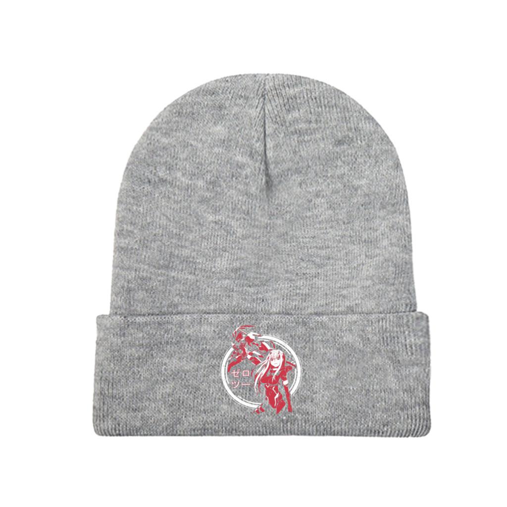 Zero Two Strelitzia Darling in The Franxx Strickmütze Beanies Herbst- und Wintermützen Warme Polyester-Hip-Hop-Caps für Unisex-Frauen Geschenk