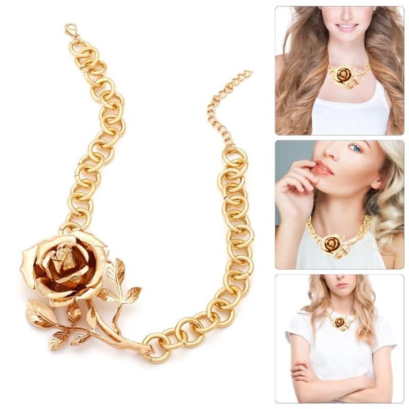 Stylish Necklace Rose Pendant Necklace Unisex Necklace Metal Texture Neck Jewelry Charm Necklace for Fashion Lover