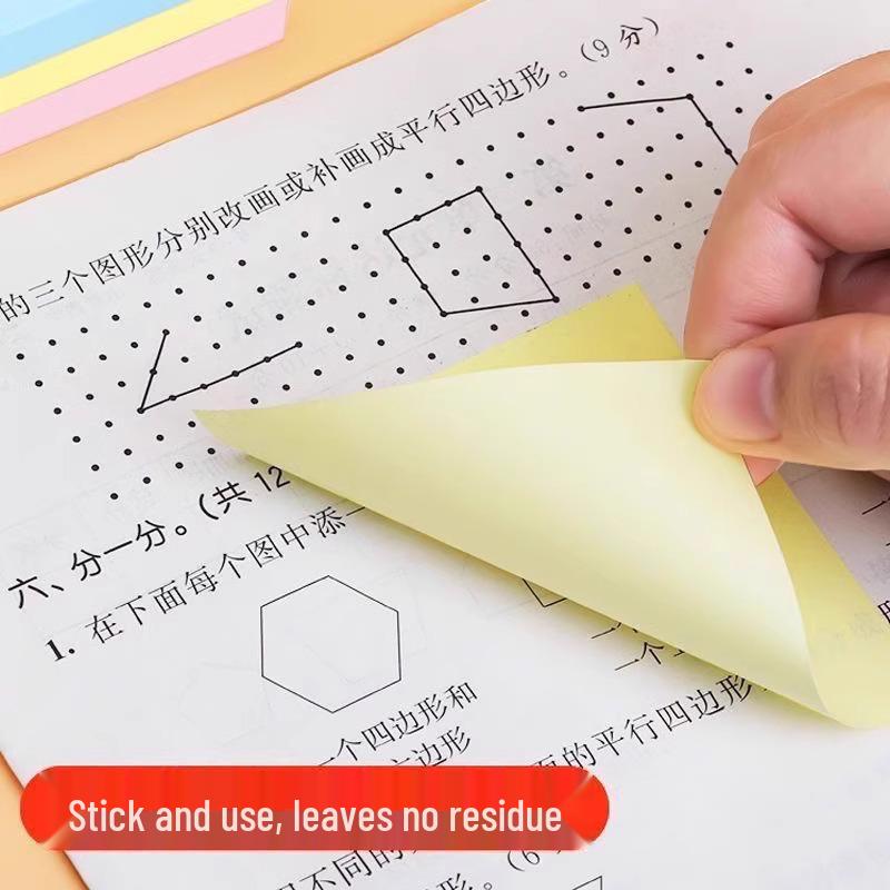 Sticky Note Set for Elementary Students - 3 Books of Colorful Labels & Memo Strips