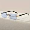 Men'S Y2K Style Square Frameless Fashion Glasses Decorative Lens Design Regular Size for Daily Casual Wear