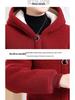 Mom's Winter Wear Fleece-Lined Lambswool Hooded Coat for Middle-Aged & Elderly Women
