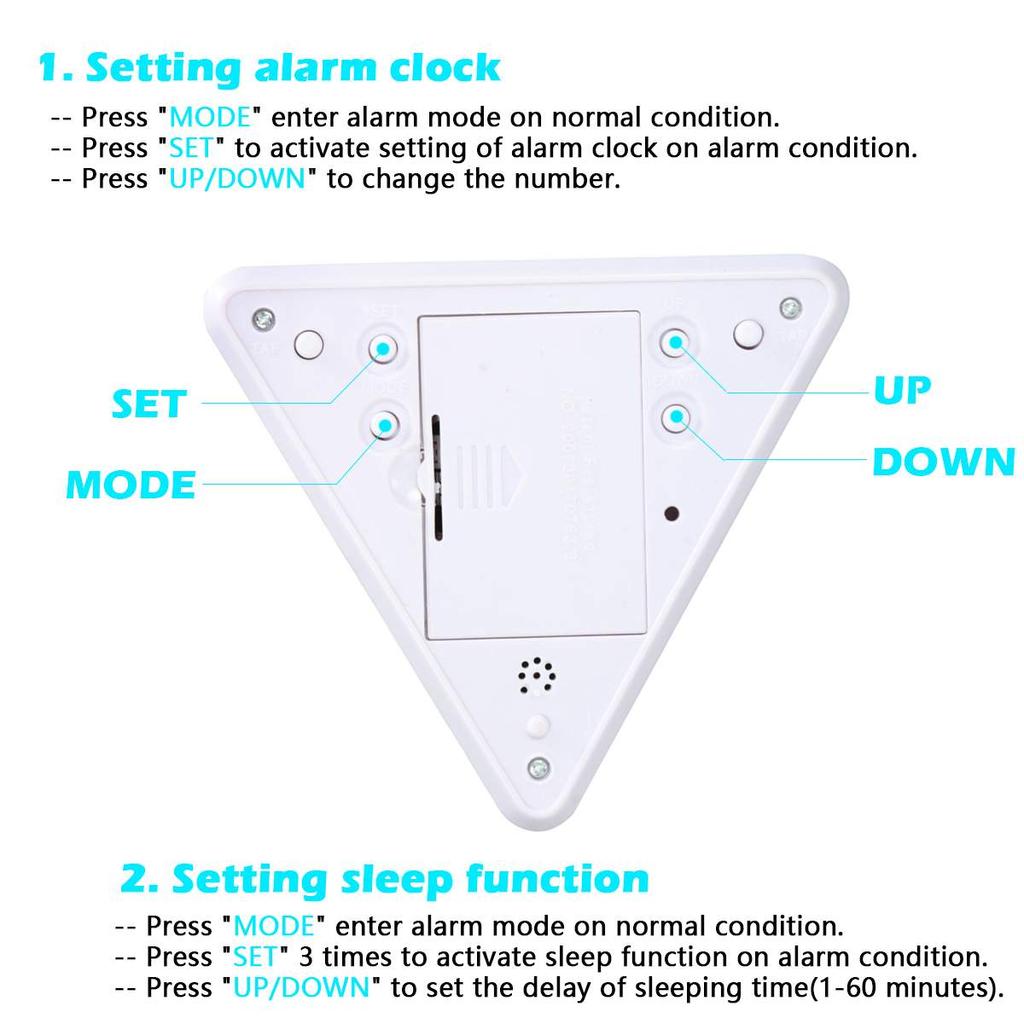 7 Colors Colorful Pyramid LCD Alarm Clock Night Light Thermometer Digital Wall Clock Calendar Timer Digital Led Alarm Clocks