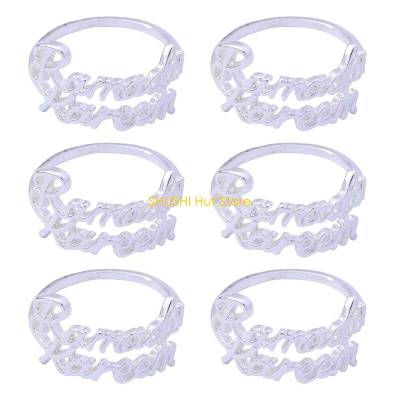 6pcs Napkin Rings for Party Ramadans Kareem Napkin Buckle Dining Accessories D57B