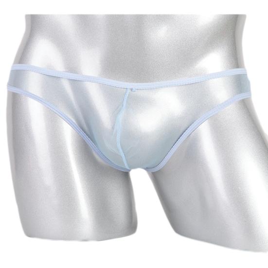 Men Sexy See-Through Mesh Solid Color T-Back Thong Briefs Low Rise Underwear