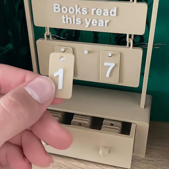 Book Read Tracker 3D Printed Shelf Sign Chapter Counter Book Read This Year Tracker with Interchangeable Number Sets Gift for Book Lovers