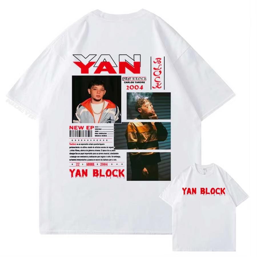 Rapper Yan Block Carlos Yandre Tour Merch T Shirt for Men Women Hiphop Streetwear Oversized Tops Cotton T-Shirt YB1