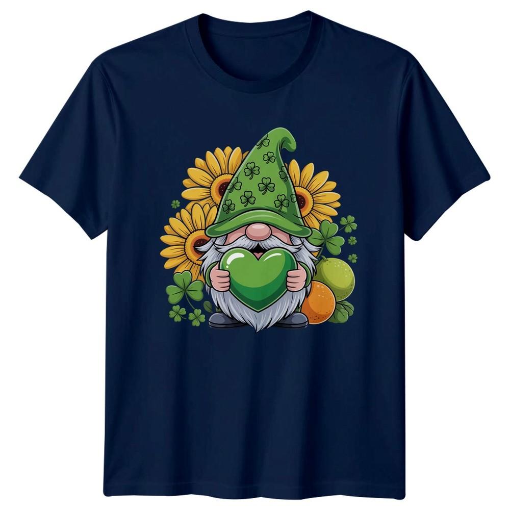 Lucky Green Gnome Holding Heart TShirt St Patricks Day Gnome Holiday