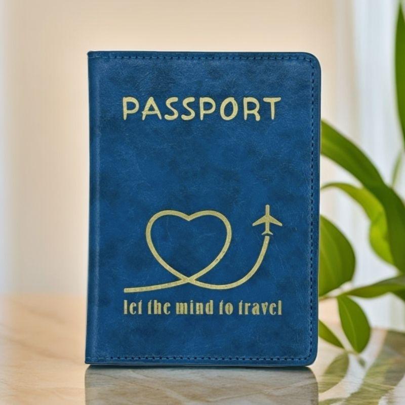 

Милая именная визитница для женщин с выгравированными именами, держатель паспорта для пар синий
