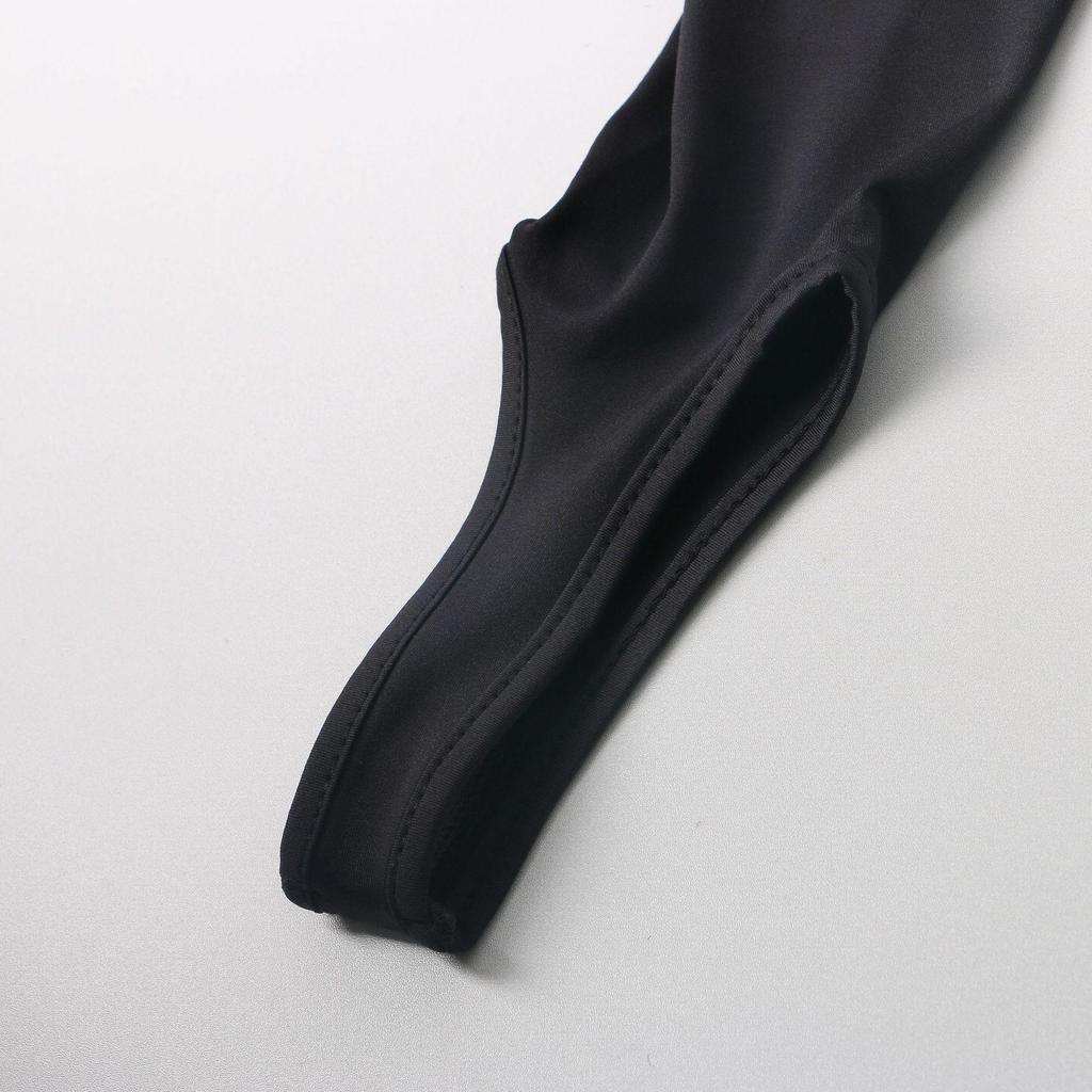 High Waist Gray/Black Stirrup Leggings - Slimming Elastic Pants for Women