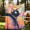 1 Stück Katzenkunstwerk Outdoor-Decke Leichte Flanell, Ganzjahresnutzung für Sofa, Bett, Reisen, Camping, Wohnzimmer, Büro, Couch003
