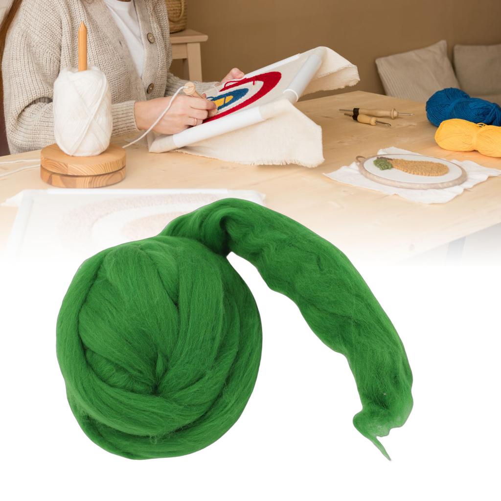 Wool Roving 200g Green Soft Comfortable Wool Roving Yarn for Felting Weaving