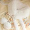 Furry Short Hanfu Scarf Short Tie Closure White Neck Scarf for Women Girls