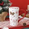 Emboss Mug Santa Claus Ceramic Cup 350ml Red and White Elk Snowflake Mug 550ml Breakfast Cup 500ml for Christmas New Year Household Party Tableware
