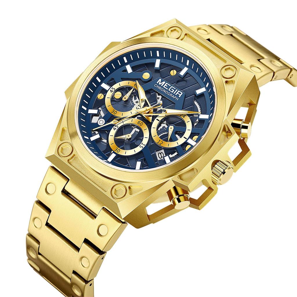 Watch, Men'S, Stainless Steel Luminous Chronograph Hollow Sports Quartz Steel Belt Watch 4220