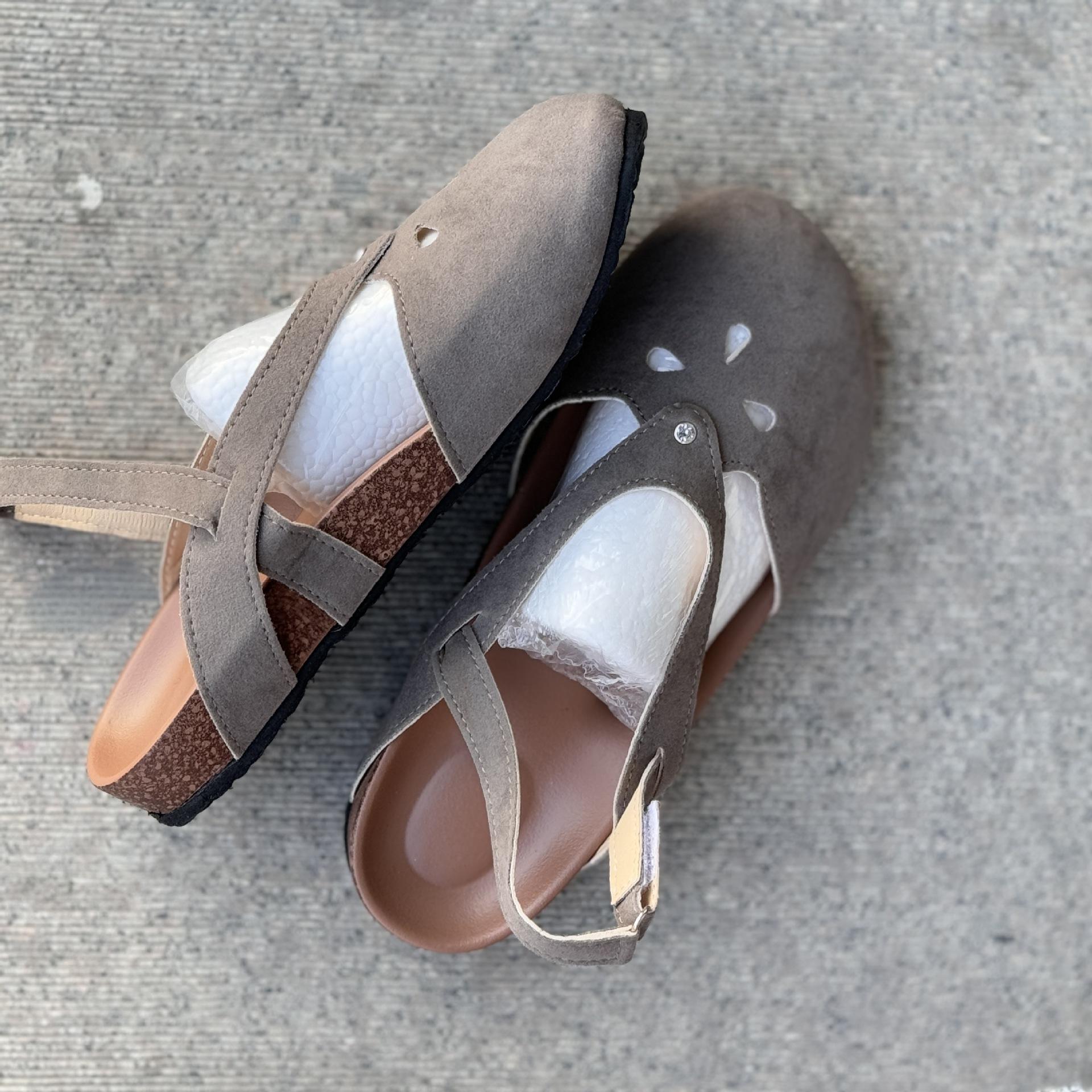 

Новые модные женские замшевые сандалии с открытым носком - ретро полые дышащие удобные стельки с поддержкой свода стопы нескользящие повседневные кроссовки 35 серый