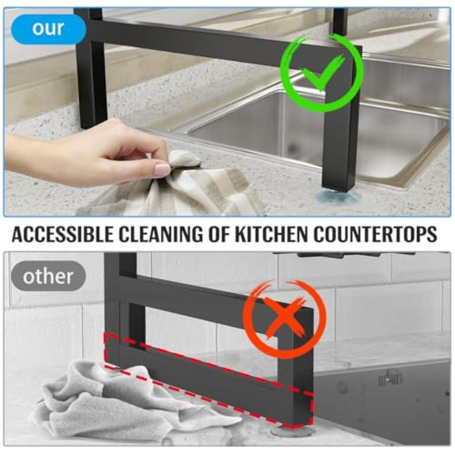 4 Baskets 2-Tier Over The Sink Dish Drying Rack 26.57-35 Large Sink Rack for Kitchen Extensible and Adjustable Saving Kitchen S