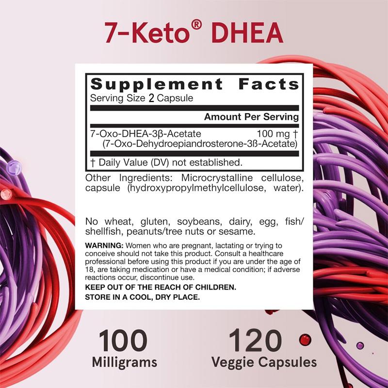 7-Keto DHEA 100 Mg - 120 Capsules (Vegetarian Capsules) Dietary Supplement - Carbohydrate Metabolism Support
