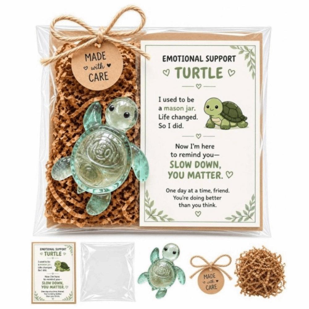 Cute Emotional Support Animal Gift Set Resin Heartwarming Comfort Animal Figurine Inspirational Card Motivational
