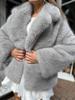 Oversize Winter  Loose Coats Mujer Winter High Street Outwear Autumn Elegant Faux Fur Effect Long Sleeves Lapel Solid with Pockets Jacket