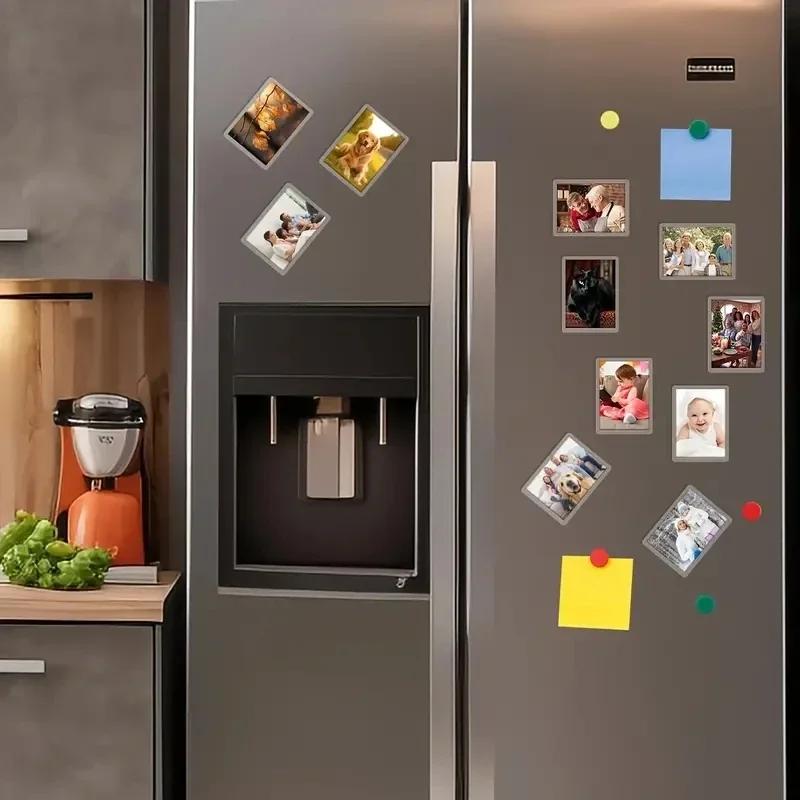 Top Quality 50Pcs Mini Magnetic Refrigerator Photo Picture Frames, Acrylic Blank Photo Frame, Insert Fridge Magnets Decoration