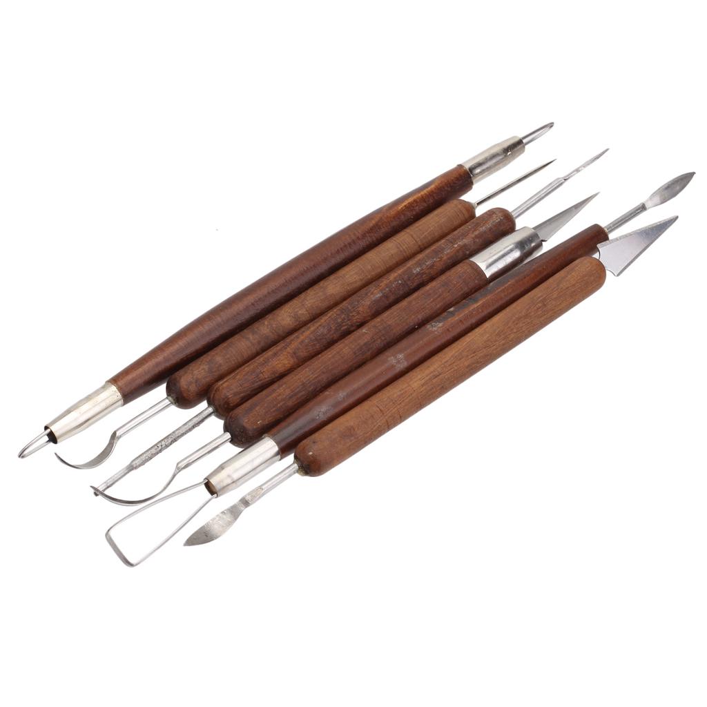 6x Assorted Wood Wax Modeling Clay Soap Carving Tool Sculpture Pottery ...
