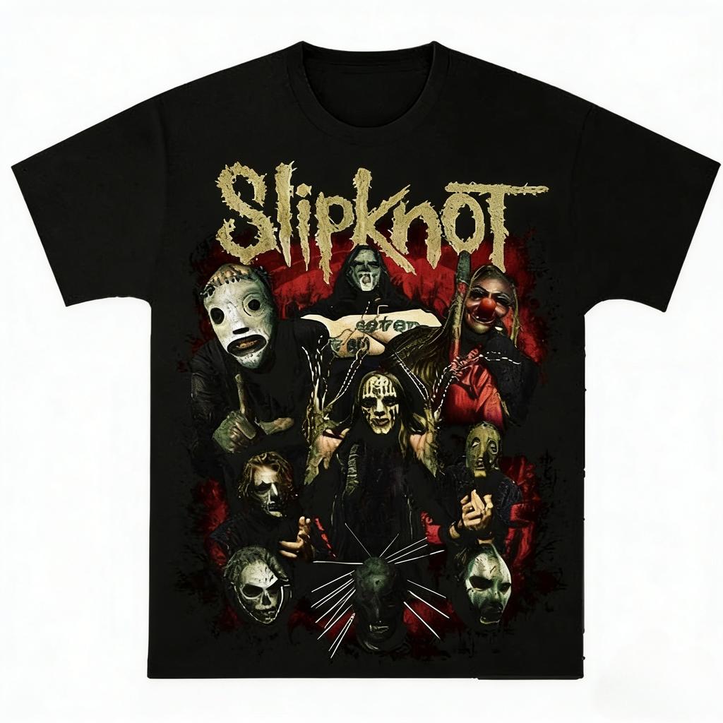 Slipknot metal band retro 3D neutral Tshirt street Harajuku top American short sleeved hiphop round neck summer mens clothing
