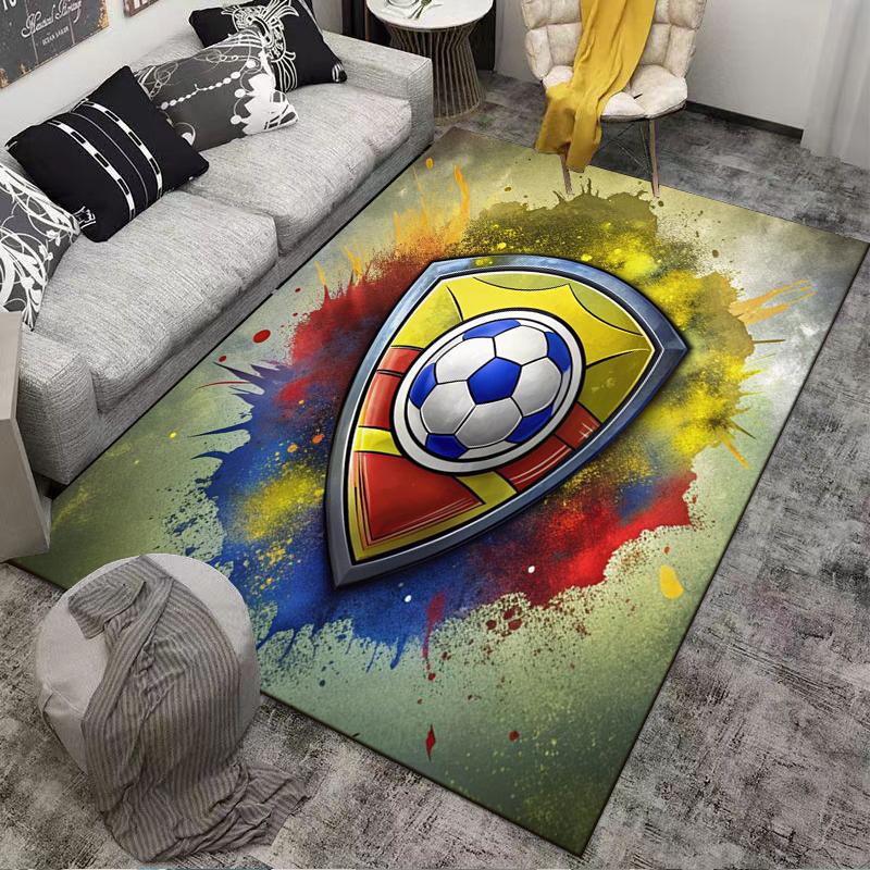 Soccer Shield Print carpet Non-slip rug suitable for living room and bedroom sofas