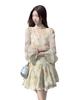 2026 Plus Size French Long Sleeve A-Line Dress: Gentle, Tummy-Concealing, Hip-Hugging Autumn Style for Women