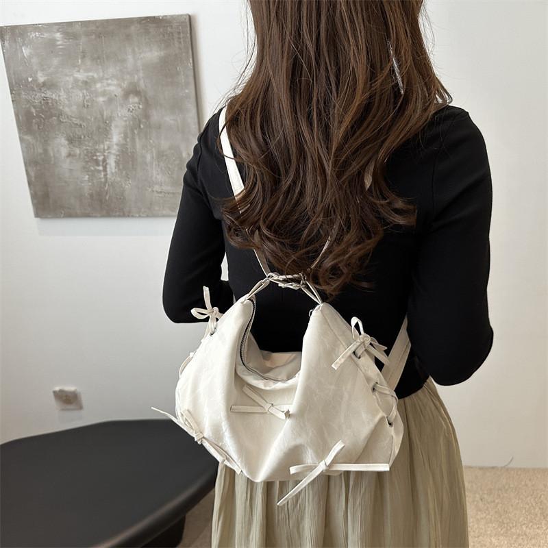 Fashionable Large Capacity Commute Crossbody Bag Elegant Tote Bag For Women 2024 Stylish With Pleated Design Available In White Black Green Silver