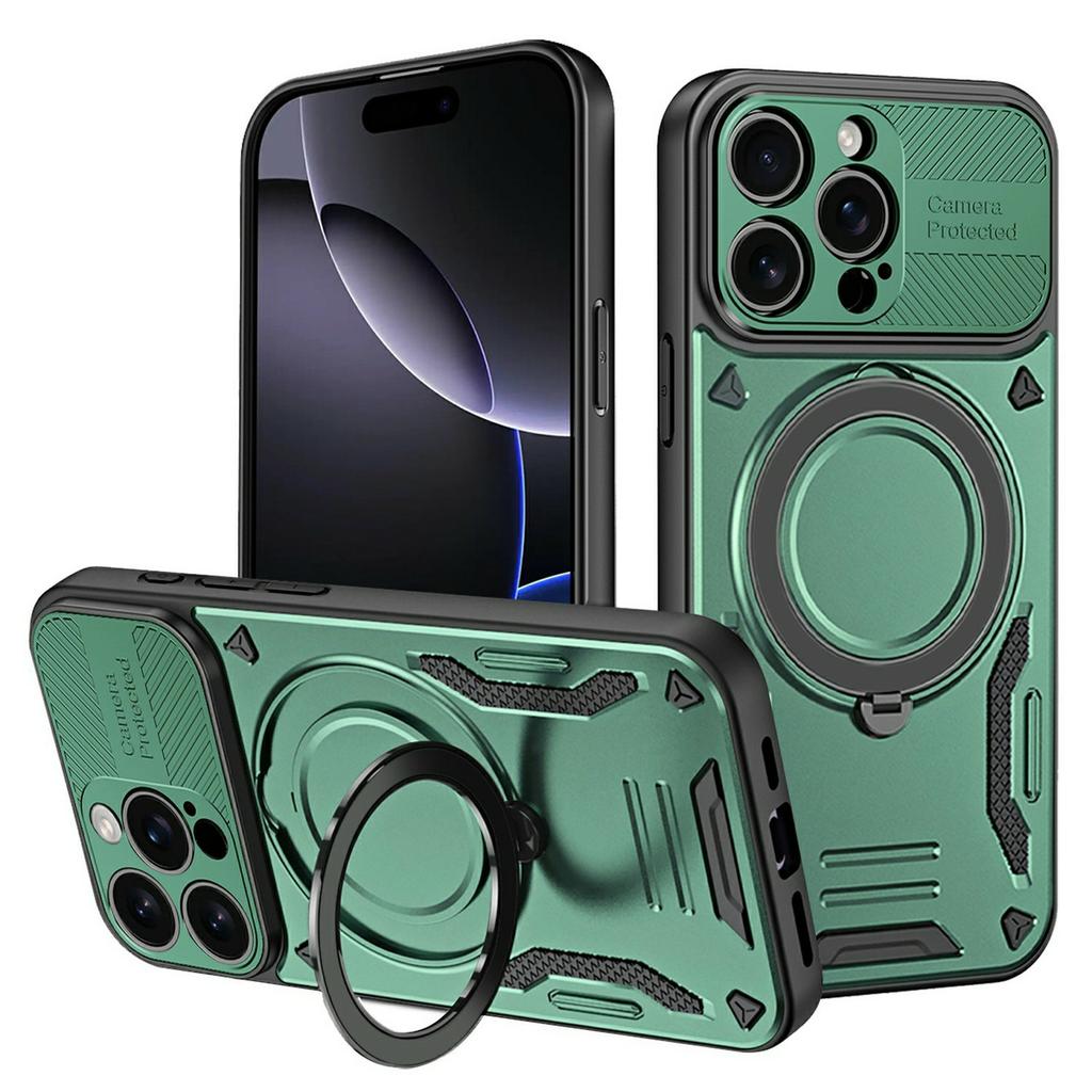 For iPhone 16 Pro Max Case Compatible with MagSafe Shockproof TPU + PC Phone Back Cover with Kickstand
