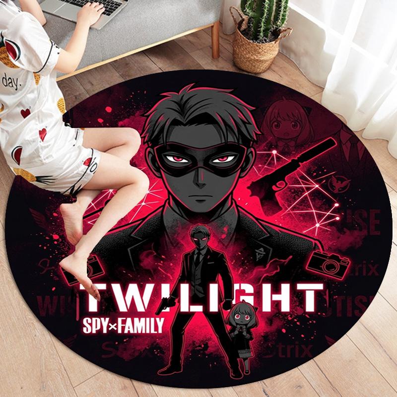 Spy Family Round Area Rug Carpet Rug For Living Room Bedroom Sofa Playroom Decor Nonslip Floor Mat