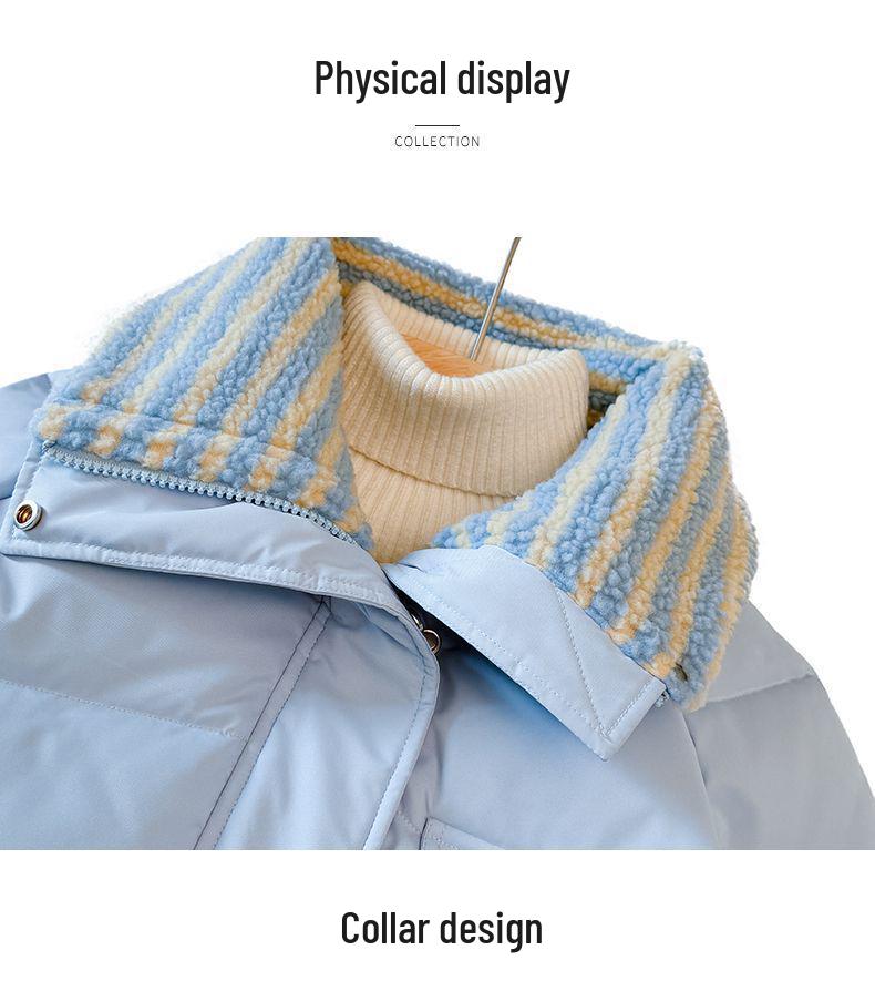 Women's Short Down Cotton Coat: Lamb Wool Loose Winter Jacket, Korean Style Thick Spandex Bread Coat